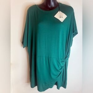 3x Top Green Blouse Short sleeve shirt Emerald Plus Detail Front